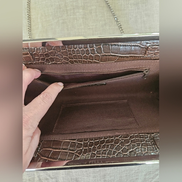 EUC Aldo Croc Embossed Leather Clutch - Picture 2 of 10